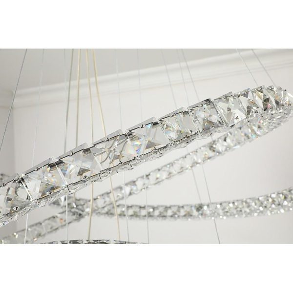 3/4-Light LED Tiered Chandelier LED Crystal Ring Hanging Pendant Light - Image 16