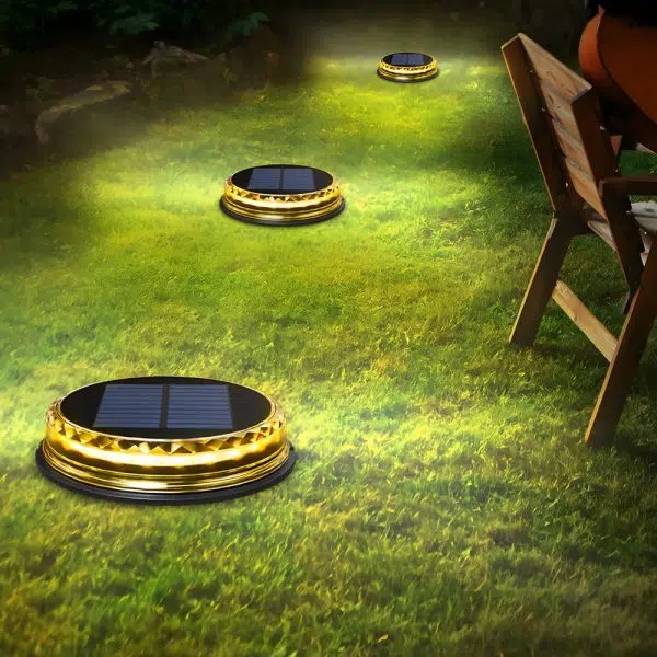 Solar-Powered LED Black Disc Pathway Lights - 4 Pack Outdoor Lighting - Image 4