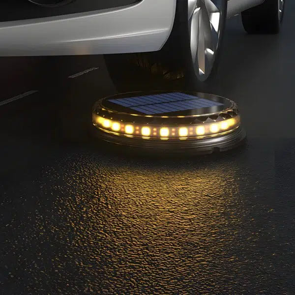 Solar-Powered LED Black Disc Pathway Lights - 4 Pack Outdoor Lighting - Image 2