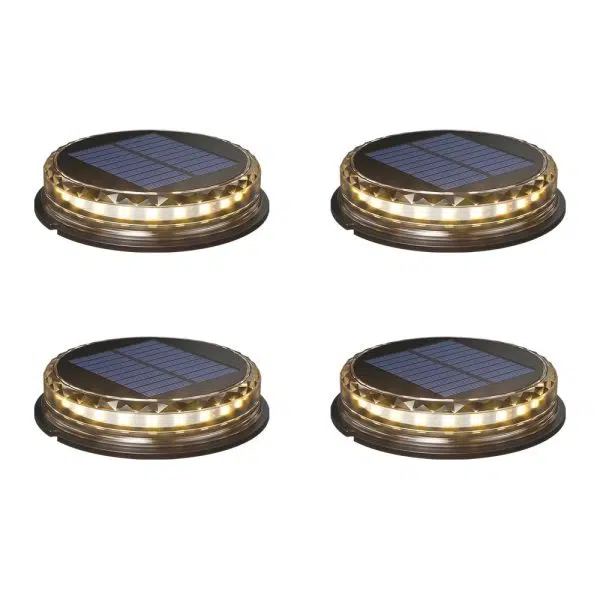 Solar-Powered LED Black Disc Pathway Lights - 4 Pack Outdoor Lighting - Image 6