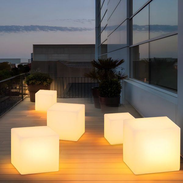 Solar-Powered Luminous LED Cube White Waterproof Outdoor Floor Light - Image 4