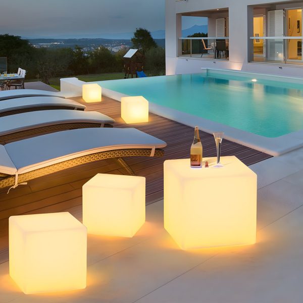 Solar-Powered Luminous LED Cube White Waterproof Outdoor Floor Light - Image 5