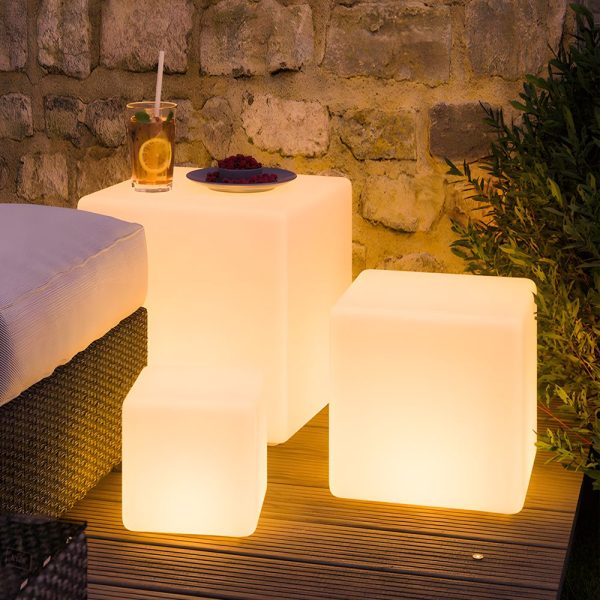 Solar-Powered Luminous LED Cube White Waterproof Outdoor Floor Light - Image 2