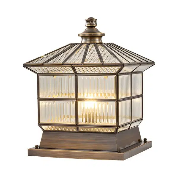 Square Bronze Hardwired/Solar Pillar Lamp Fence Post Light with 3 Step Dimming - Image 7