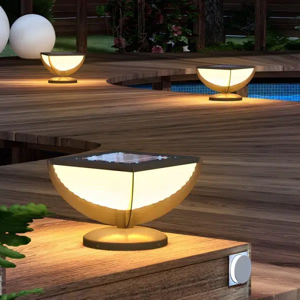 Square Metal Solar Garden Light LED Outdoor Light Post Waterproof Fence Column Head Lamp Pillar Light - Image 2