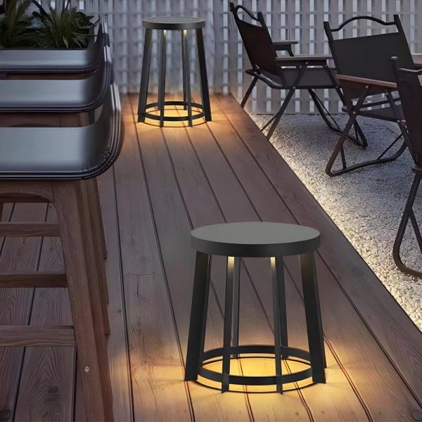 Stainless Steel Round Stool Solar Light Dual-Purpose Outdoor LED Fixture - Image 3