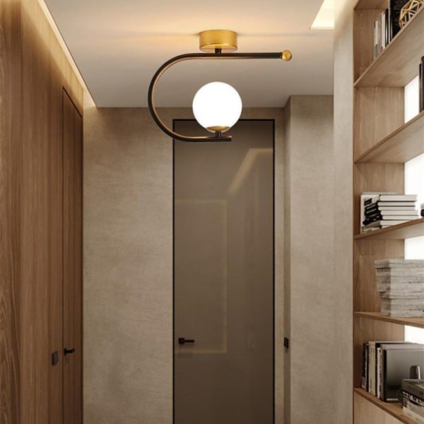 Black Flush Mount Ceiling Light Curves Globe Traditional Light - Image 5