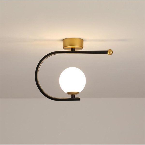 Black Flush Mount Ceiling Light Curves Globe Traditional Light - Image 8