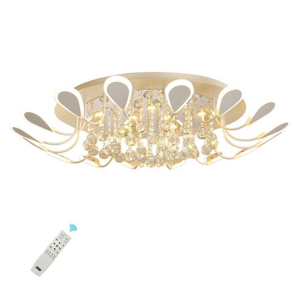 Flower Shaped Dimmable LED Crystal Modern Flush Mount Lighting Ceiling Light - Image 13