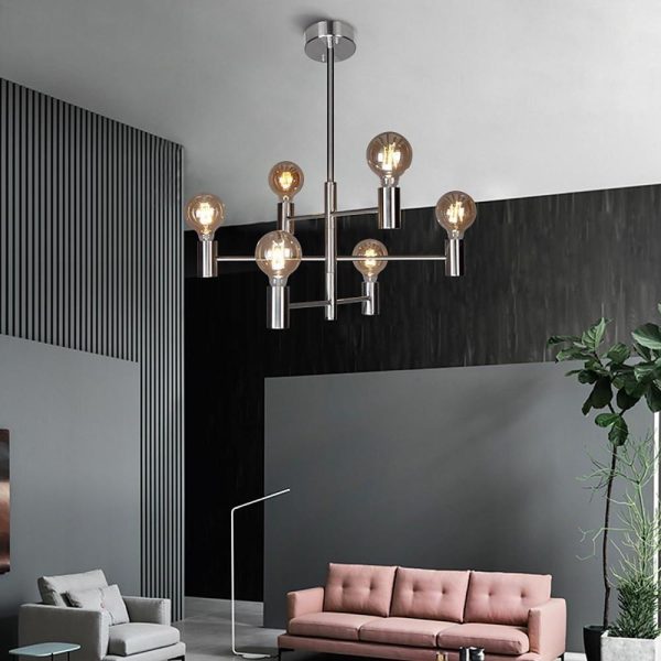 Nordic Style Black Sputnik Chandelier Industrial Mini Chandelier 6 Bulbs - Image 2