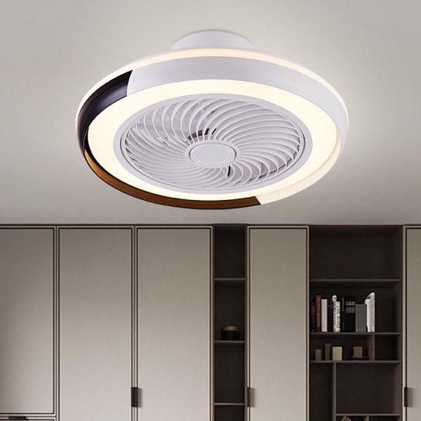 White Flush Mount Bladeless Fan Ceiling with LED Light - Image 3