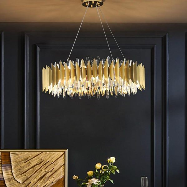 Modern Round Crystal Chandelier Stainless Steel Single Ceiling Light - Image 7
