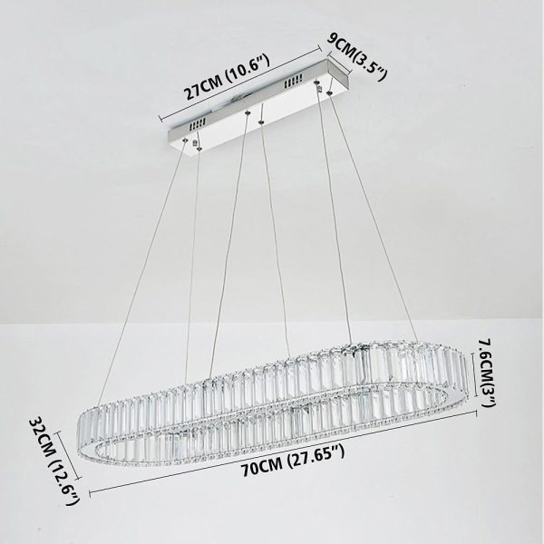 Chrome Golden Crystal Clear Beauty Oval Ring Hanging Pendant Chandelier - Image 12