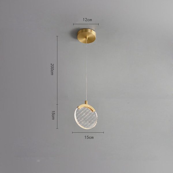 Artistic Circular Acrylic Copper LED Nordic Pendant Lighting Hanging Lamp - Image 8