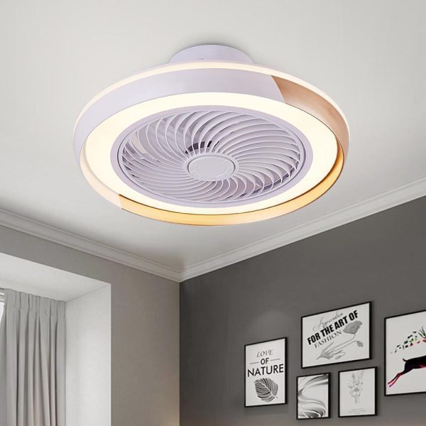 White Flush Mount Bladeless Fan Ceiling with LED Light - Image 4