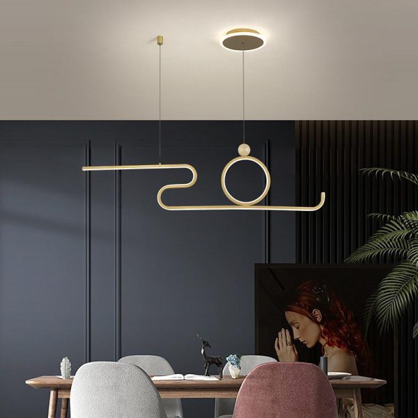 Circle Curved Linear LED Modern Pendant Light Hanging Lamp Island Lights - Image 4