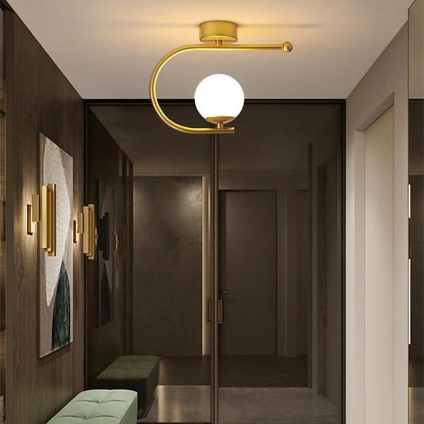 Black Flush Mount Ceiling Light Curves Globe Traditional Light - Image 4