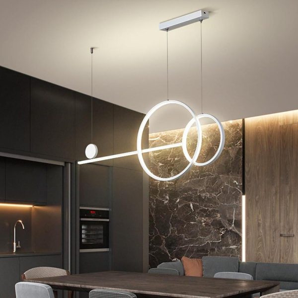 Large Small Circle With Linear Pendant Lighting Modern LED Kitchen Lighting - Image 2