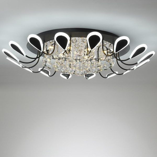 Flower Shaped Dimmable LED Crystal Modern Flush Mount Lighting Ceiling Light - Image 6