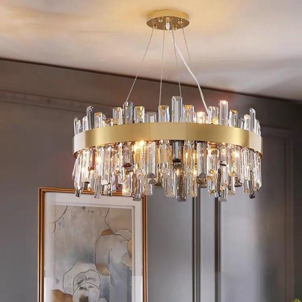 8 Light Modern Crystal Chandelier Industrial Brass Chandelier - Image 5