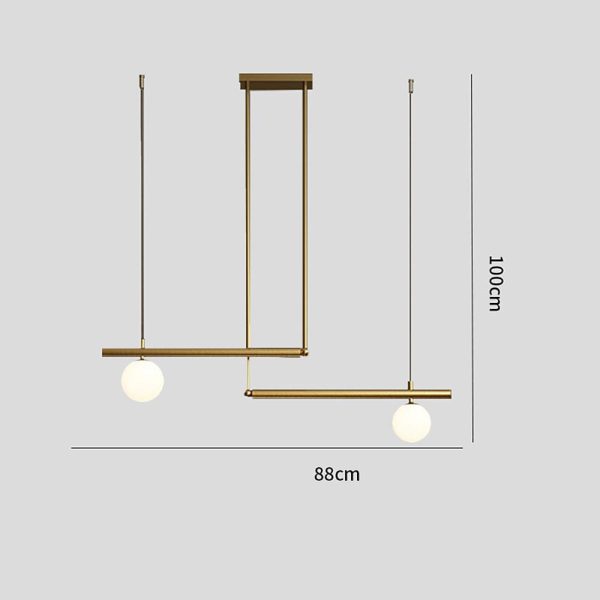 Minimalist Modern Linear Globe Pendant Lighting Copper Glass Kitchen & Dining Room Light - Image 10