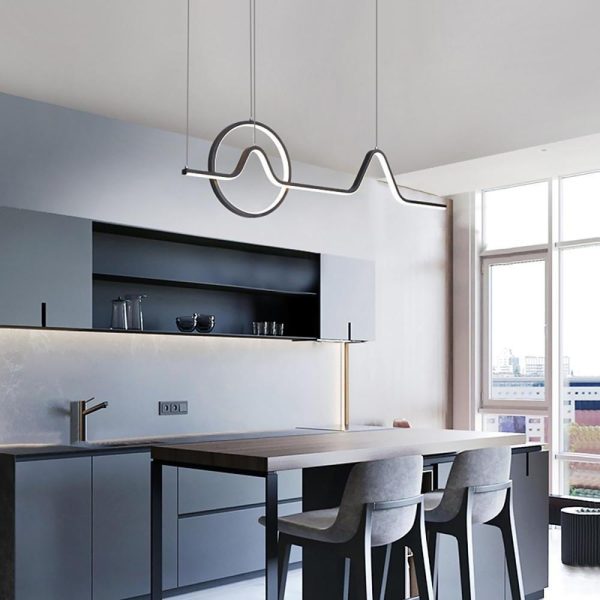 Circular Linear Dimmable LED Artistic Modern Chandeliers Kitchen Island Lighting - Image 6