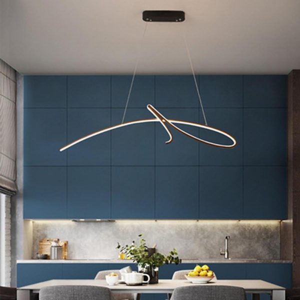 Abstract Artistic Wave Design Chandeliers Aluminum Silica Gel Ceiling Light - Image 4