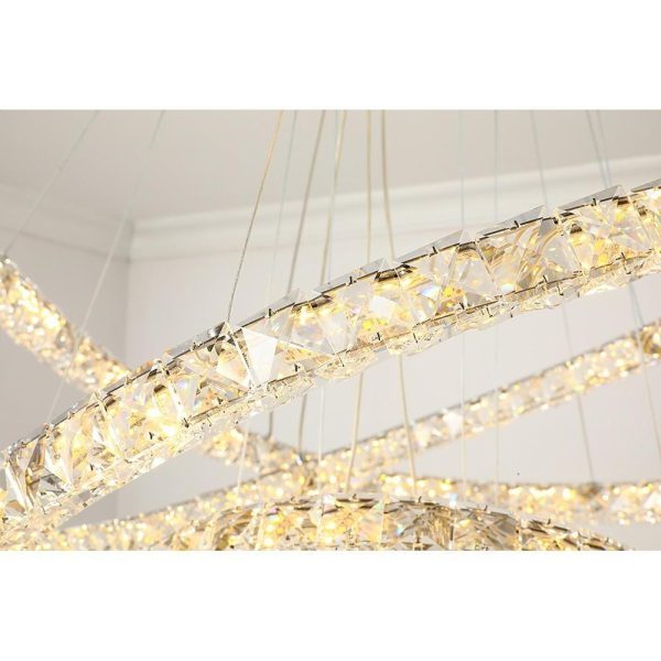 3/4-Light LED Tiered Chandelier LED Crystal Ring Hanging Pendant Light - Image 14