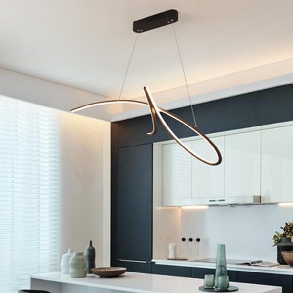 Abstract Artistic Wave Design Chandeliers Aluminum Silica Gel Ceiling Light - Image 6