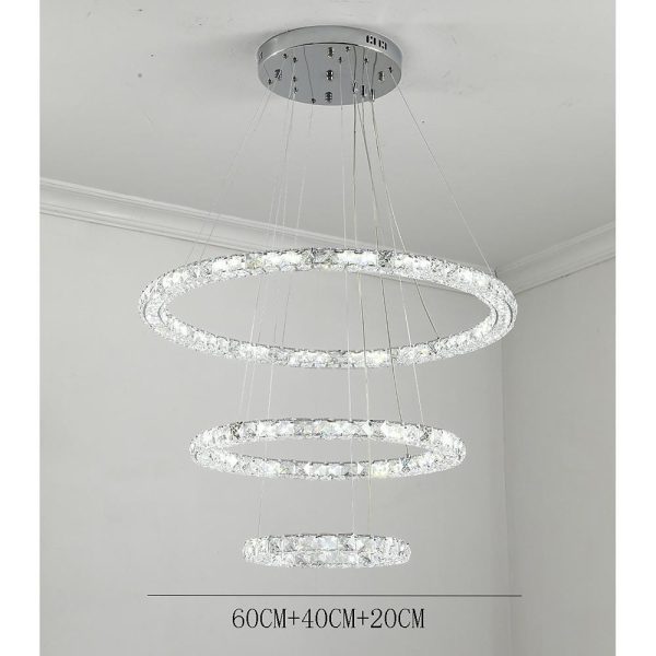 3/4-Light LED Tiered Chandelier LED Crystal Ring Hanging Pendant Light - Image 19