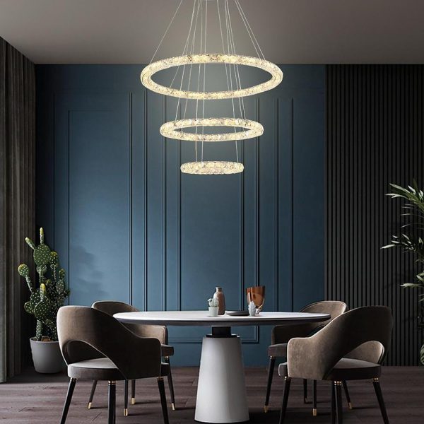 3/4-Light LED Tiered Chandelier LED Crystal Ring Hanging Pendant Light - Image 11