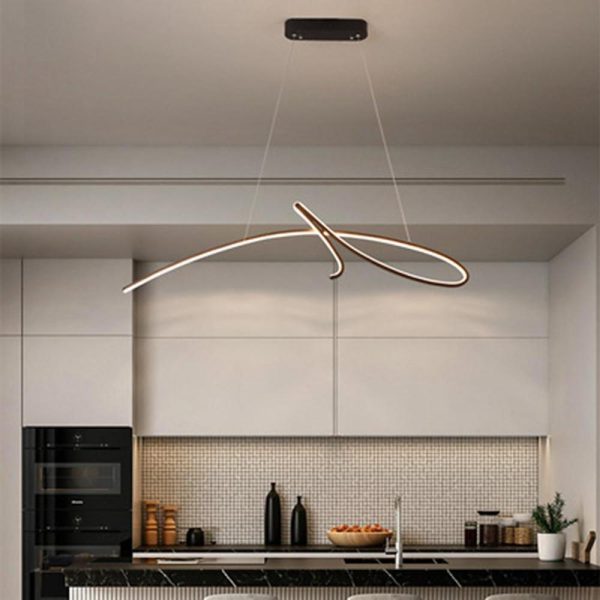 Abstract Artistic Wave Design Chandeliers Aluminum Silica Gel Ceiling Light - Image 3