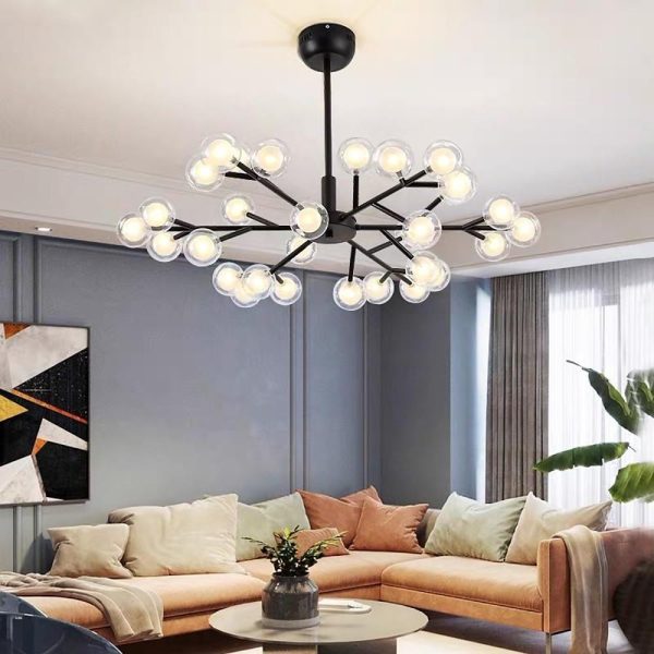 Novelty Iron Chandelier with 30-Light glass orbs bubble, 33'' Wide, LED Lighting - Image 6