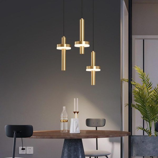 Circle Cylinder LED Gold Nordic Pendant Light Hanging Lamp Island Lights - Image 2