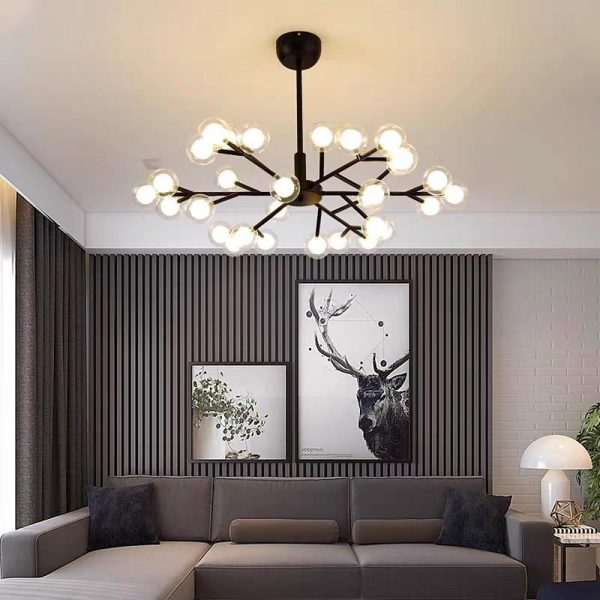 Novelty Iron Chandelier with 30-Light glass orbs bubble, 33'' Wide, LED Lighting - Image 3