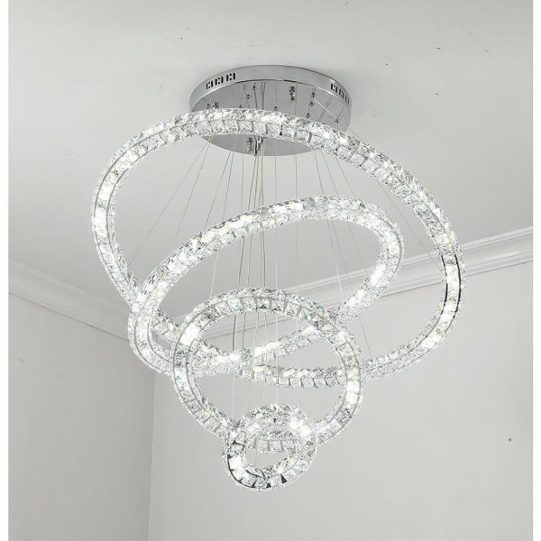 3/4-Light LED Tiered Chandelier LED Crystal Ring Hanging Pendant Light - Image 13