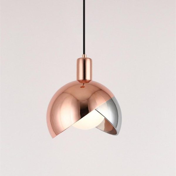 Dual-Colored Semi Globe Metal Glass Pendant Light Industrial Style Pendant Lighting for Office & Dining Room - Image 4