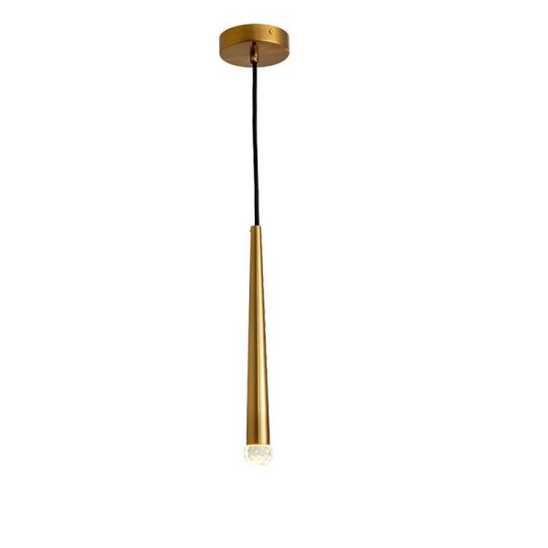 Slim Cylinder Electroplated Metal Crystal LED Nordic Pendant Light Hanging Lamp - Image 7