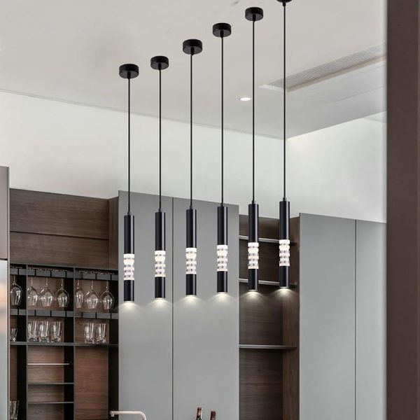 Cylindrical Linear Metal Acrylic Industrial Foyer Pendant Light Ceiling Light - Image 2