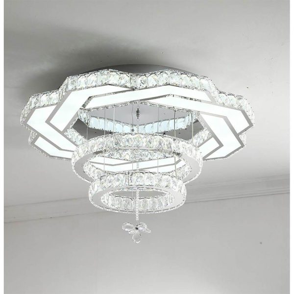 Ambient Crystal LED Flush Mount Light - 20''/24''/31'', Gold or Silver - Image 9