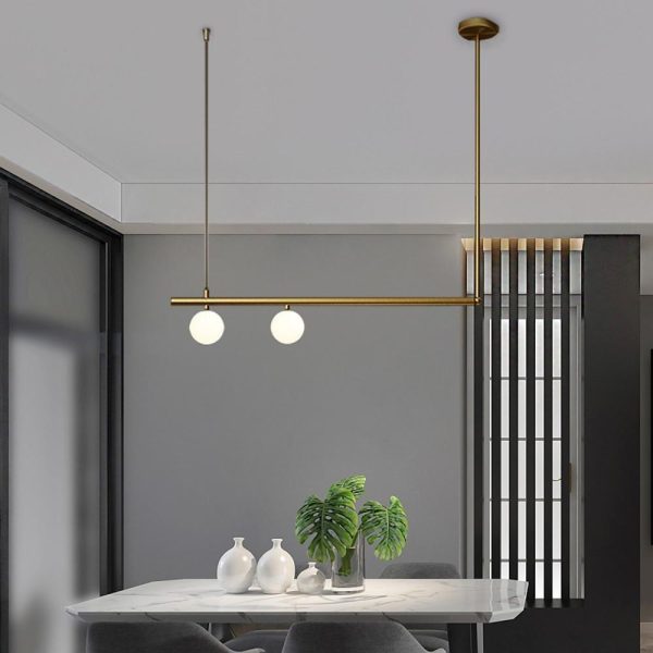 Minimalist Modern Linear Globe Pendant Lighting Copper Glass Kitchen & Dining Room Light - Image 4