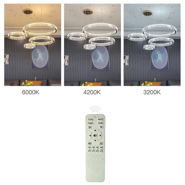 4-Ring Gold Large Chandeliers for Foyer Modern Crystal Chandelier - Image 6