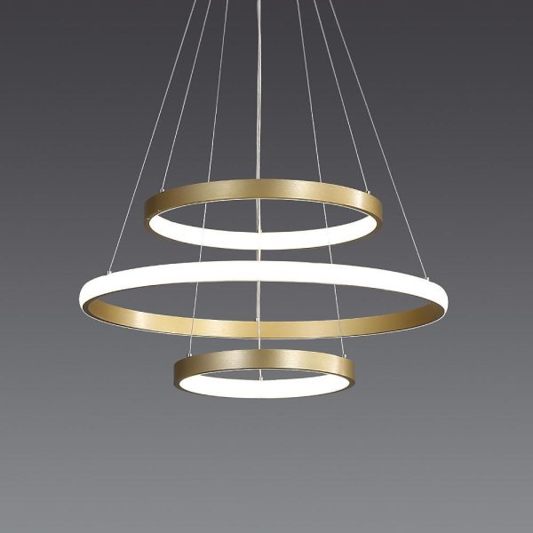 3-ring Dimmable Contemporary Gold LED Chandelier Light Dining Room Chandeliers Lamp - Image 4