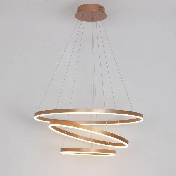 Three Ringed Chic Modern Metal Framed Foyer Chandelier with Dimmable Lights - Image 2