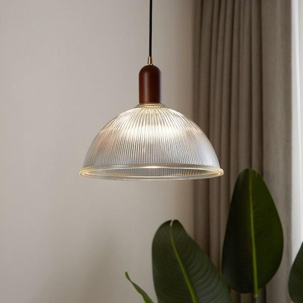 Country Glass Bamboo Wood Pendant Lighting Bowl Vintage Pendant Lighting - Image 3