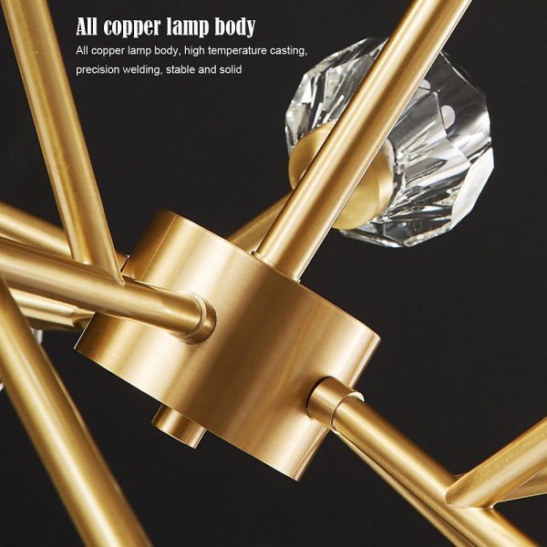 15-light LED Crystal Copper Modern Sputnik Chandelier Ceiling Lights - Image 8