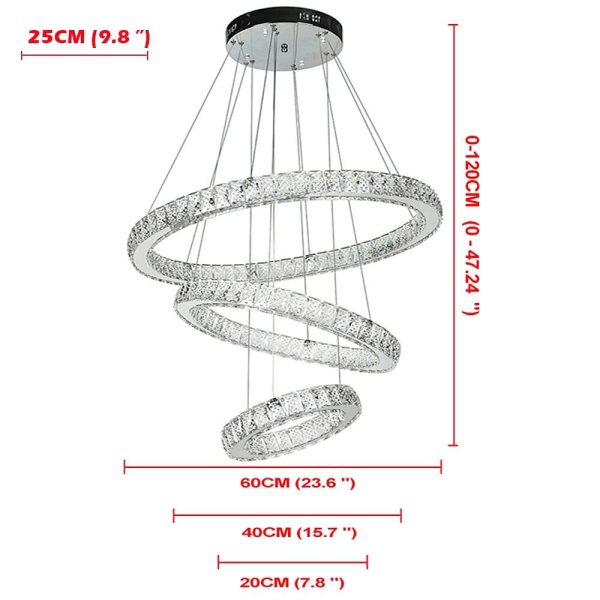 Modern 3 Tiers Circles Suspended Chandelier with Crystal Accents - Image 6