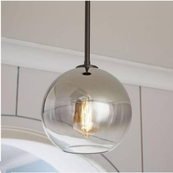 Modern Glass Metal Globe Island Industrial Pendant Light over Island - Image 3