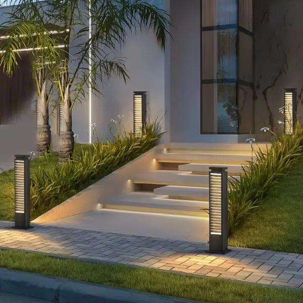 Sleek Stainless Steel LED Louvered Pathway Light Modern Waterproof Design - Image 6