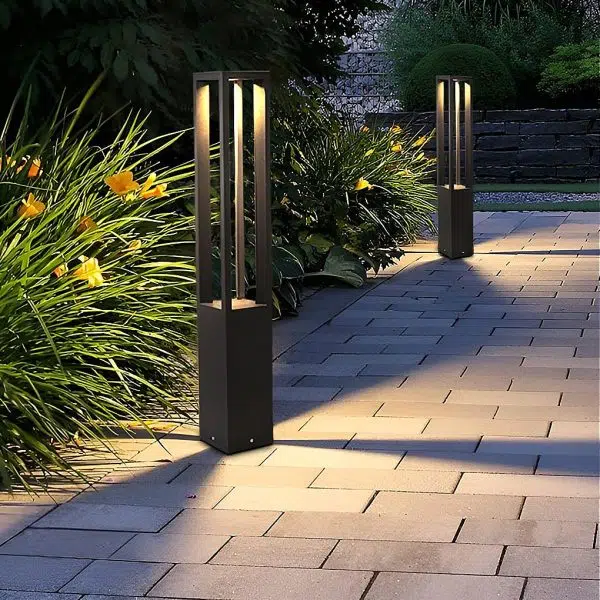 Black Aluminum Garden Bollard LED 7W 4-Beam Lighting - Image 2